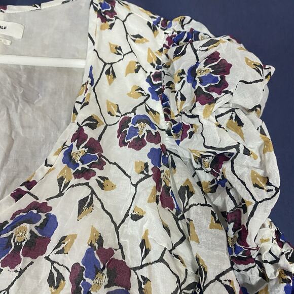 Isabel Marant Etoile Sireny Dress Cream Ecru Floral Multi Cotton Puff Sleeve 8 - Picture 8 of 9